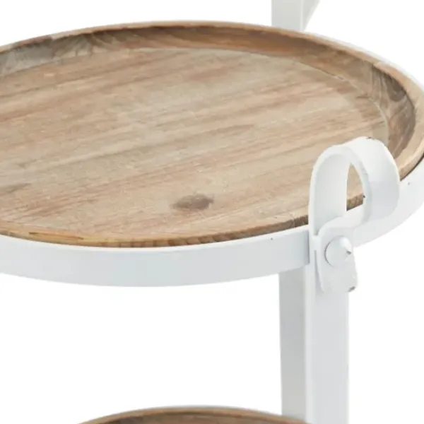 Accent & End Tables-Kirkland's Home Brown Wood And Metal 3-Tier Side Table White