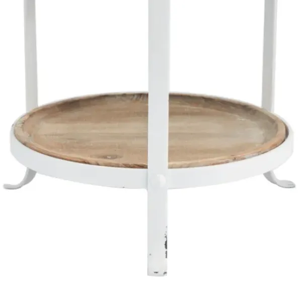 Accent & End Tables-Kirkland's Home Brown Wood And Metal 3-Tier Side Table White