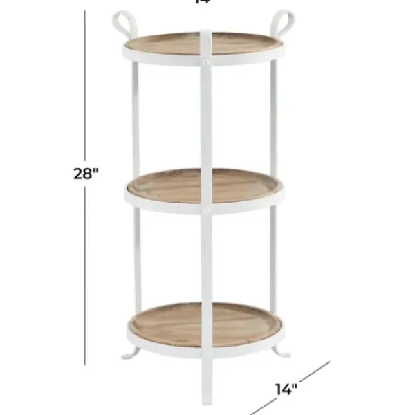 Accent & End Tables-Kirkland's Home Brown Wood And Metal 3-Tier Side Table White