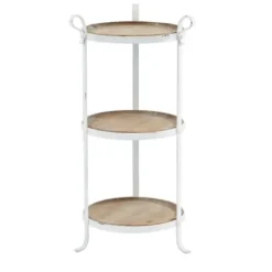Accent & End Tables-Kirkland's Home Brown Wood And Metal 3-Tier Side Table White