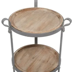 Accent & End Tables-Kirkland's Home Brown Wood And Metal 3-Tier Side Table Gray