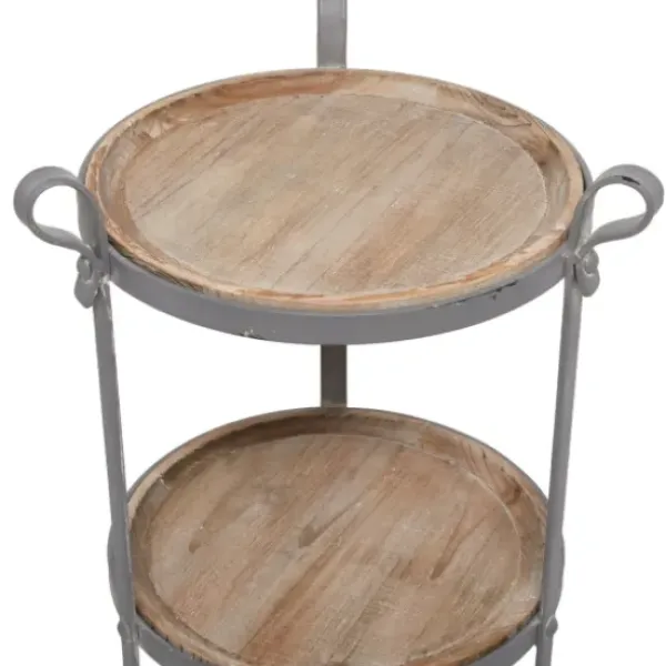 Accent & End Tables-Kirkland's Home Brown Wood And Metal 3-Tier Side Table Gray