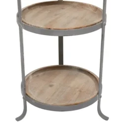 Accent & End Tables-Kirkland's Home Brown Wood And Metal 3-Tier Side Table Gray