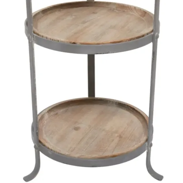 Accent & End Tables-Kirkland's Home Brown Wood And Metal 3-Tier Side Table Gray