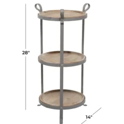 Accent & End Tables-Kirkland's Home Brown Wood And Metal 3-Tier Side Table Gray