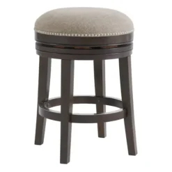 Bar Stools & Counter Height Stools-Kirkland's Home Brown Wood Backless Swivel Counter Stool Gray