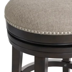 Bar Stools & Counter Height Stools-Kirkland's Home Brown Wood Backless Swivel Counter Stool Gray