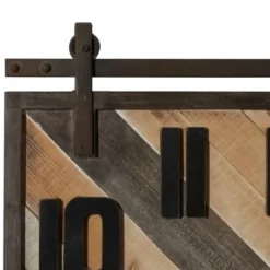 Clocks-Kirkland's Home Brown Wood Black Metal Accent Square Wall Clock