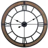 Clocks-Kirkland's Home Brown Wood Black Metal Open Cut Out Wall Clock