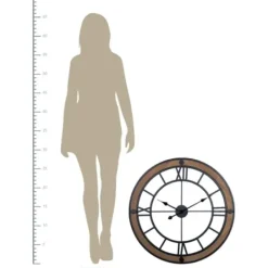 Clocks-Kirkland's Home Brown Wood Black Metal Open Cut Out Wall Clock