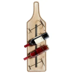 Wall Storage-Kirkland's Home Brown Wood Bottle Frame Metal Bracket Wine Holder