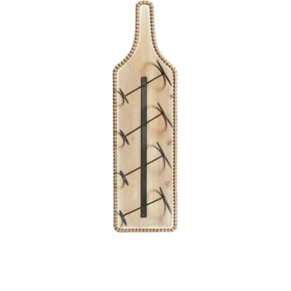 Wall Storage-Kirkland's Home Brown Wood Bottle Frame Metal Bracket Wine Holder