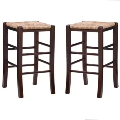 Bar Stools & Counter Height Stools-Kirkland's Home Brown Wood Grass Backless 2-Pc. Counter Stool Set Tan
