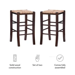 Bar Stools & Counter Height Stools-Kirkland's Home Brown Wood Grass Backless 2-Pc. Counter Stool Set Tan
