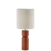 Table Lamps-Kirkland's Home Brown Wood Pleated Shade Table Lamp White