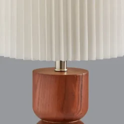 Table Lamps-Kirkland's Home Brown Wood Pleated Shade Table Lamp White