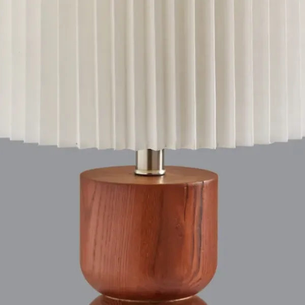 Table Lamps-Kirkland's Home Brown Wood Pleated Shade Table Lamp White