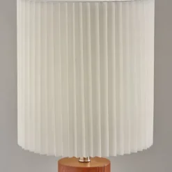 Table Lamps-Kirkland's Home Brown Wood Pleated Shade Table Lamp White