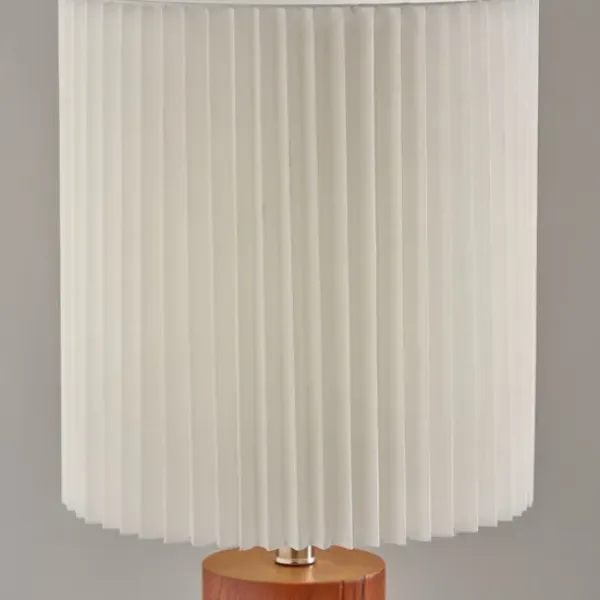 Table Lamps-Kirkland's Home Brown Wood Pleated Shade Table Lamp White