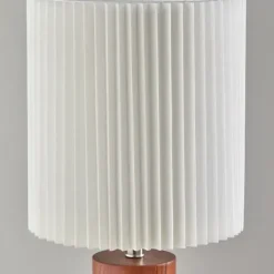 Table Lamps-Kirkland's Home Brown Wood Pleated Shade Table Lamp White