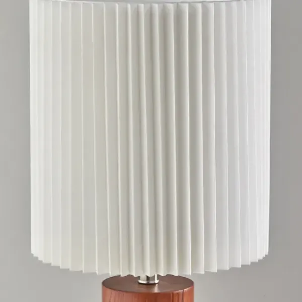 Table Lamps-Kirkland's Home Brown Wood Pleated Shade Table Lamp White