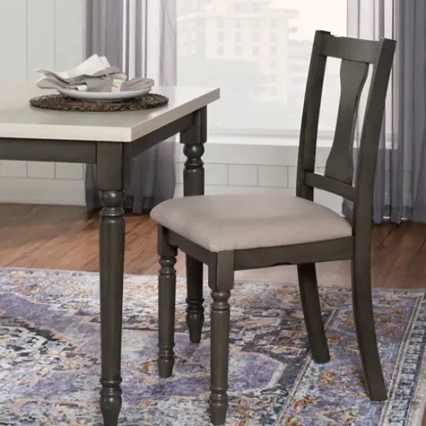 Dining Chairs-Kirkland's Home Brown Wood Upholstered Dining Chairs, Set Of 2 Brown/Gray