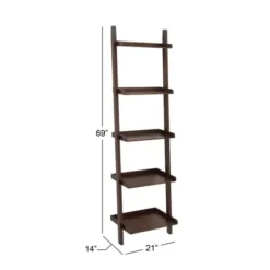 Bookshelves-Kirkland's Home Brown Wooden Five-Tier Ladder Bookshelf