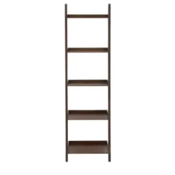Bookshelves-Kirkland's Home Brown Wooden Five-Tier Ladder Bookshelf