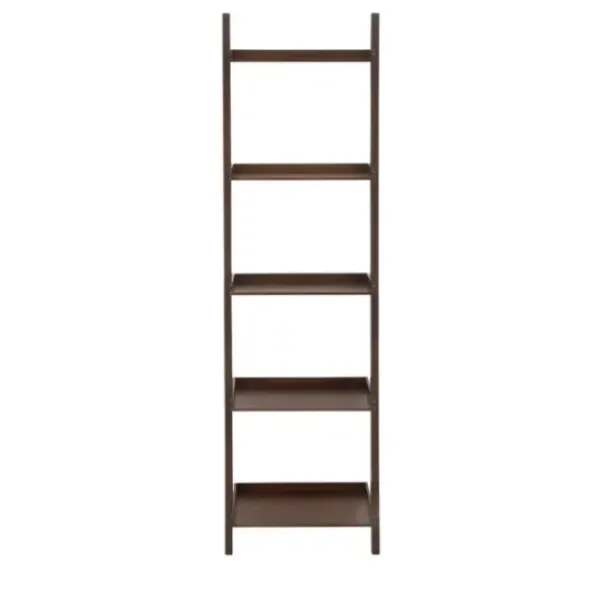 Bookshelves-Kirkland's Home Brown Wooden Five-Tier Ladder Bookshelf