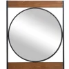 Framed Mirrors-Kirkland's Home Brown Wooden Slats Round Frame Mirror