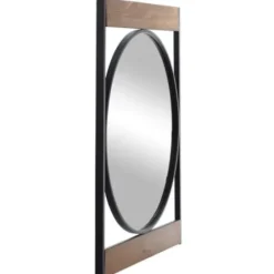Framed Mirrors-Kirkland's Home Brown Wooden Slats Round Frame Mirror