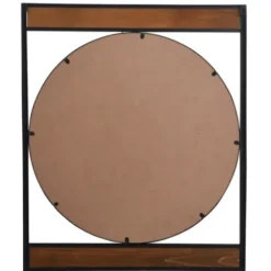Framed Mirrors-Kirkland's Home Brown Wooden Slats Round Frame Mirror