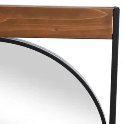 Framed Mirrors-Kirkland's Home Brown Wooden Slats Round Frame Mirror