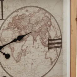 Clocks-Kirkland's Home Brown World Map Rectangular Wall Clock