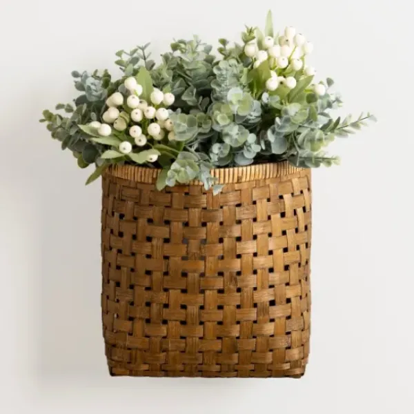 Wall Storage-Kirkland's Home Brown Woven Bamboo Wall Pocket