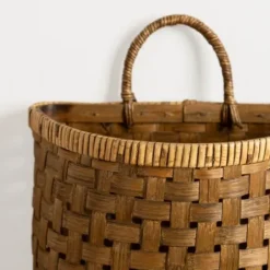 Wall Storage-Kirkland's Home Brown Woven Bamboo Wall Pocket