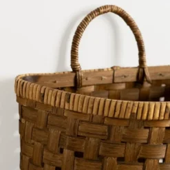 Wall Storage-Kirkland's Home Brown Woven Bamboo Wall Pocket