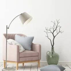 Floor Lamps-Kirkland's Home Brushed Adjustable Arm Floor Lamp Silver