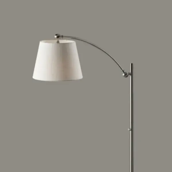 Floor Lamps-Kirkland's Home Brushed Adjustable Arm Floor Lamp Silver