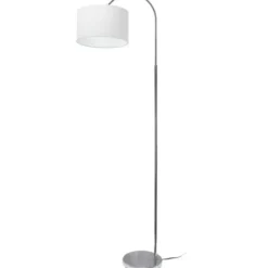 Floor Lamps-Kirkland's Home Brushed Nickel Arched Stem Floor Lamp White