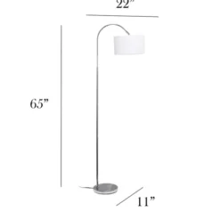 Floor Lamps-Kirkland's Home Brushed Nickel Arched Stem Floor Lamp White
