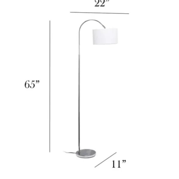 Floor Lamps-Kirkland's Home Brushed Nickel Arched Stem Floor Lamp White