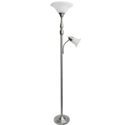 Floor Lamps-Kirkland's Home Brushed Nickel Base Marble Glass Shade Floor Lamp Gray