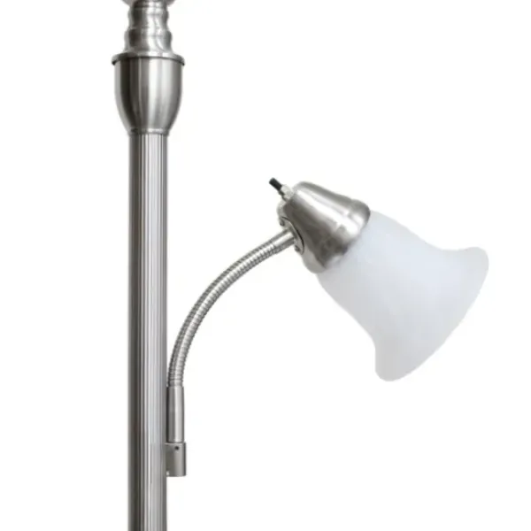 Floor Lamps-Kirkland's Home Brushed Nickel Base Marble Glass Shade Floor Lamp Gray