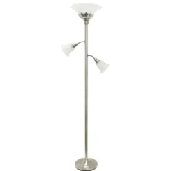 Floor Lamps-Kirkland's Home Brushed Nickel 3-Scallop Glass Floor Lamp Gray