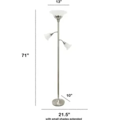 Floor Lamps-Kirkland's Home Brushed Nickel 3-Scallop Glass Floor Lamp Gray