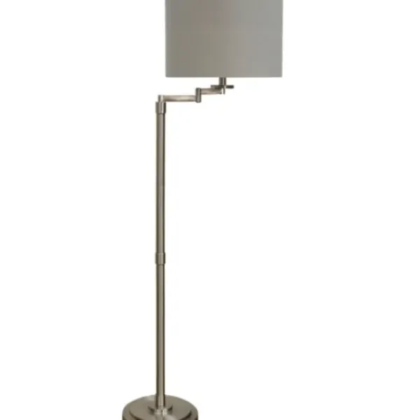 Floor Lamps-Kirkland's Home Brushed Steel Adjustable Swing Arm Floor Lamp Tan