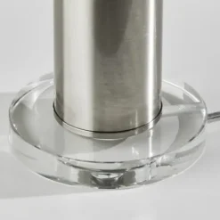 Table Lamps-Kirkland's Home Brushed Steel Cylinder Table Lamp White