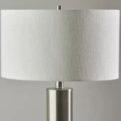 Table Lamps-Kirkland's Home Brushed Steel Cylinder Table Lamp White