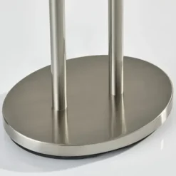 Floor Lamps-Kirkland's Home Brushed Steel Double-Bulb Oval Floor Lamp Ivory